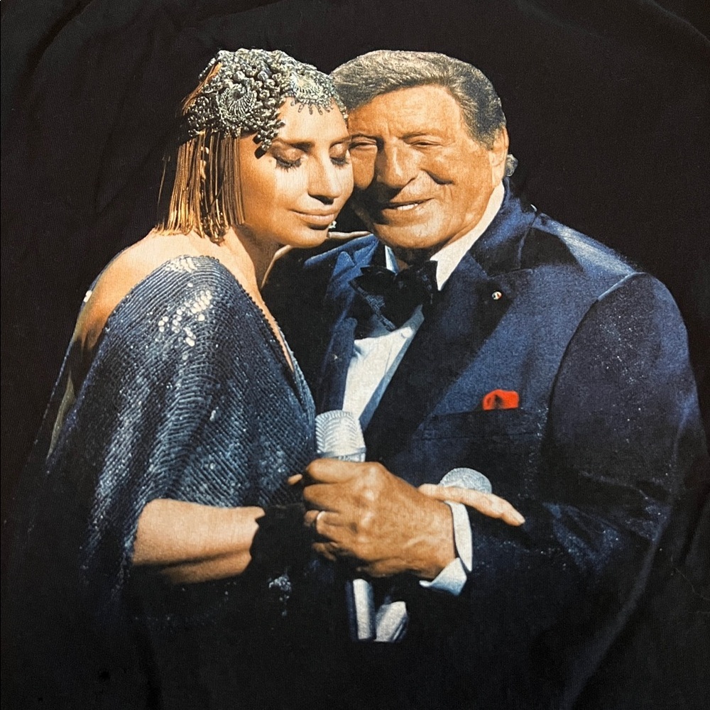 Tony Bennett & Lady Gaga Cheek to Cheek Graphic TShirt Black Size 2XL - Flaw